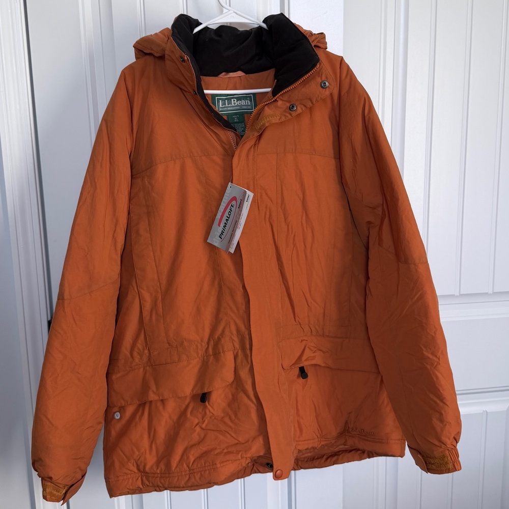 L.L. Bean Men's Orange PrimaLoft Insulated Waterproof Jacket